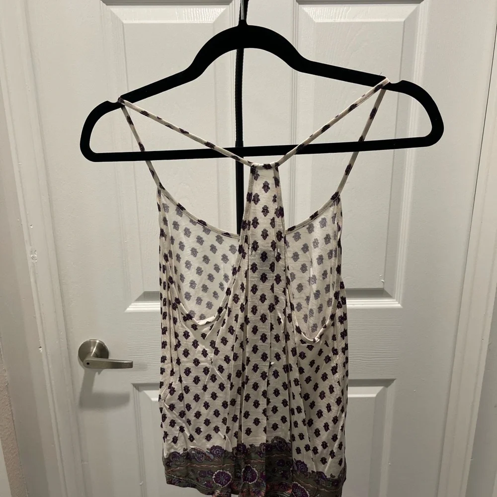 🛑 Forever 21 Cream and Purple Patterned Camisole - Picture 2 of 3